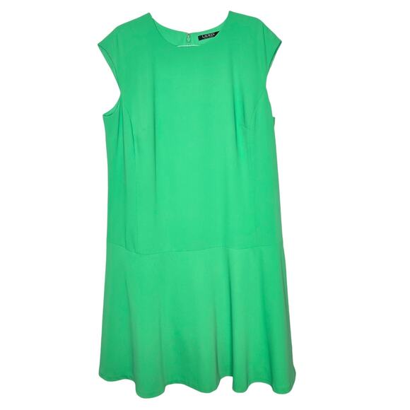 Lauren Ralph Lauren Hampton Green Drop Waist Dress Womens Plus SZ 14W Work - Picture 1 of 6